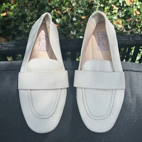 ▶️ AGL ◀️  Attilio Giusti Leombruni Mara Ivory Leather Loafers