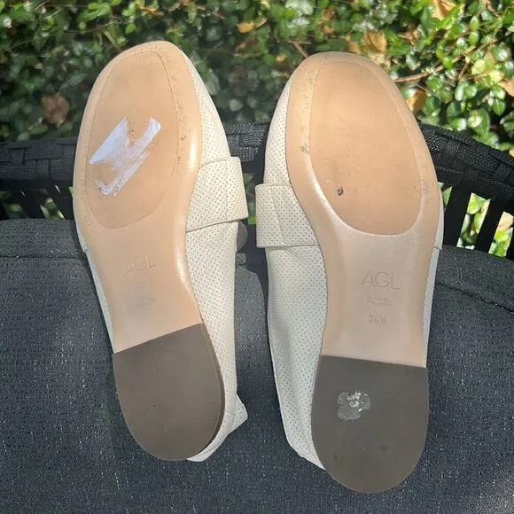 ▶️ AGL ◀️  Attilio Giusti Leombruni Mara Ivory Leather Loafers