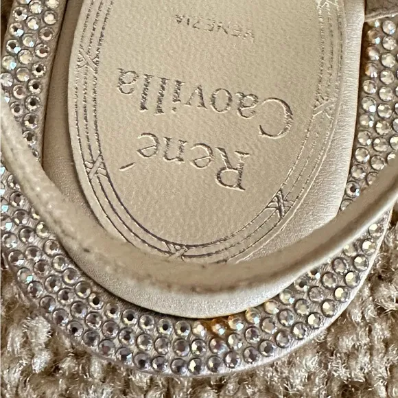 💯% Authentic Rene Caovilla Pearls Strass Crystal Flat Sandals 36