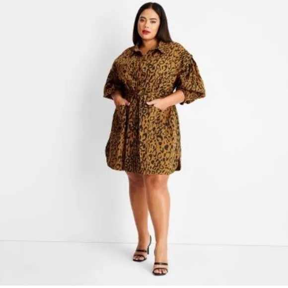 🔖 FUTURE COLLECTIVE Kahlana Barfield Brown x Target Leopard Long Sleeve Dress
