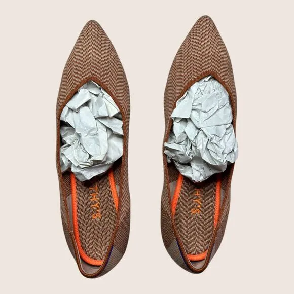 🐫 ROTHY'S THE POINT BALLET FLATS RETIRED CAMEL HERRINGBONE MERINO WOOL 10.5 US