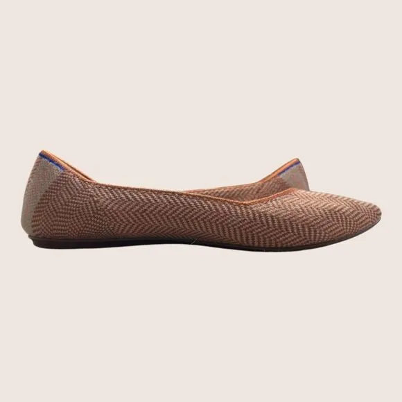 🐫 ROTHY'S THE POINT BALLET FLATS RETIRED CAMEL HERRINGBONE MERINO WOOL 10.5 US