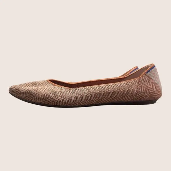 🐫 ROTHY'S THE POINT BALLET FLATS RETIRED CAMEL HERRINGBONE MERINO WOOL 10.5 US