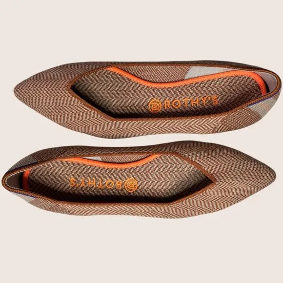 🐫 ROTHY'S THE POINT BALLET FLATS RETIRED CAMEL HERRINGBONE MERINO WOOL 10.5 US