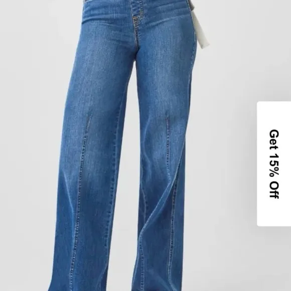 - SpanxSeamed-Front Wide-Leg Jeans size XL