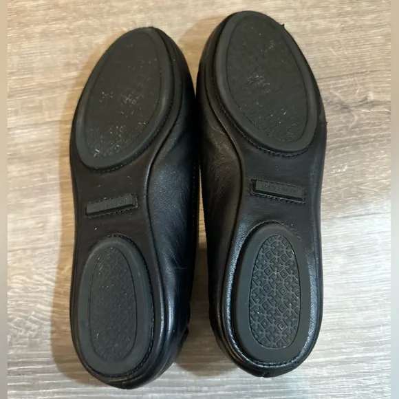 🖤 Tory Burch Reva Black Leather Flats - Size 5M🖤