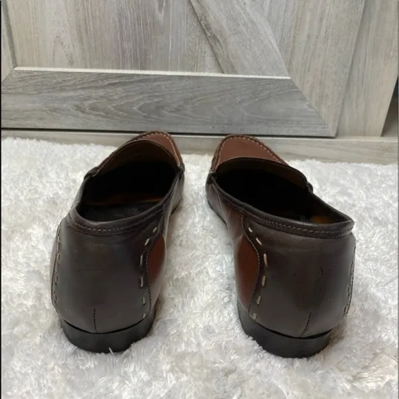 -Vintage H.S. Trask Classic Brown Tan Two Tone Leather Slip On Penny Loaf…