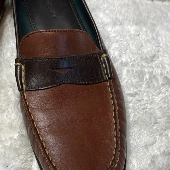 -Vintage H.S. Trask Classic Brown Tan Two Tone Leather Slip On Penny Loaf…
