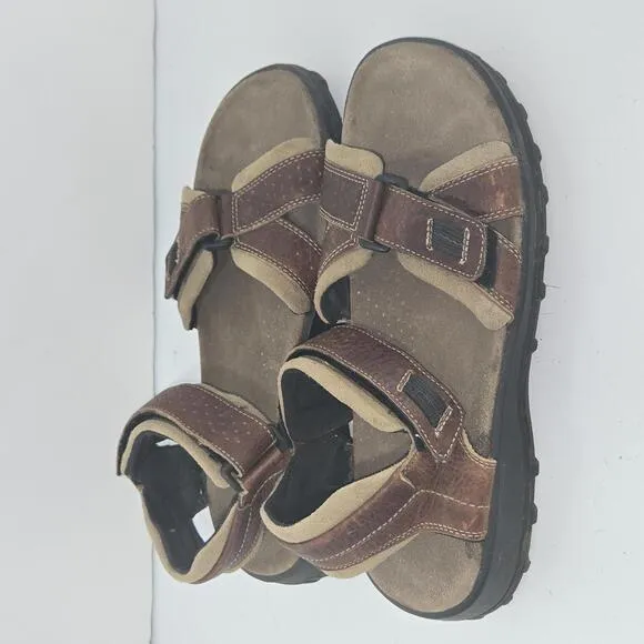 0322 Clarks Men's Brown Leather Double Strap Sport Sandals Size 9M