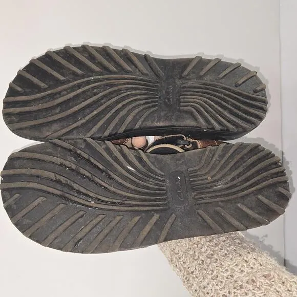 0322 Clarks Men's Brown Leather Double Strap Sport Sandals Size 9M