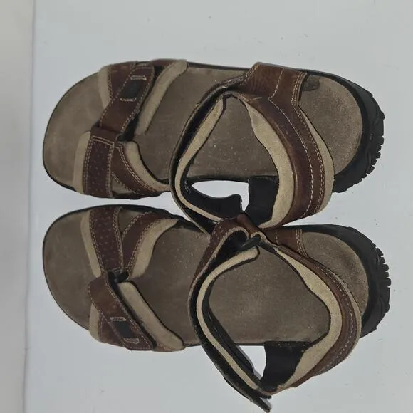 0322 Clarks Men's Brown Leather Double Strap Sport Sandals Size 9M