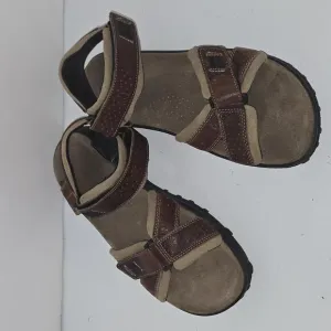 0322 Clarks Men's Brown Leather Double Strap Sport Sandals Size 9M