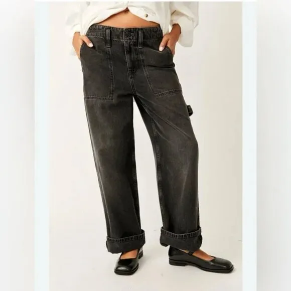 060 Free People We The Free Major Leagues Mid-Rise Cuffed Jeans Size 29