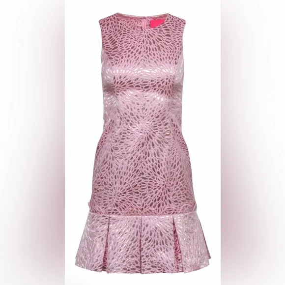 $258 NWT Lilly Pulitzer ABREE PEPLUM DRESS Prosseco Pink Lagoon Jacquard