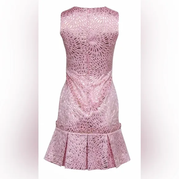 $258 NWT Lilly Pulitzer ABREE PEPLUM DRESS Prosseco Pink Lagoon Jacquard