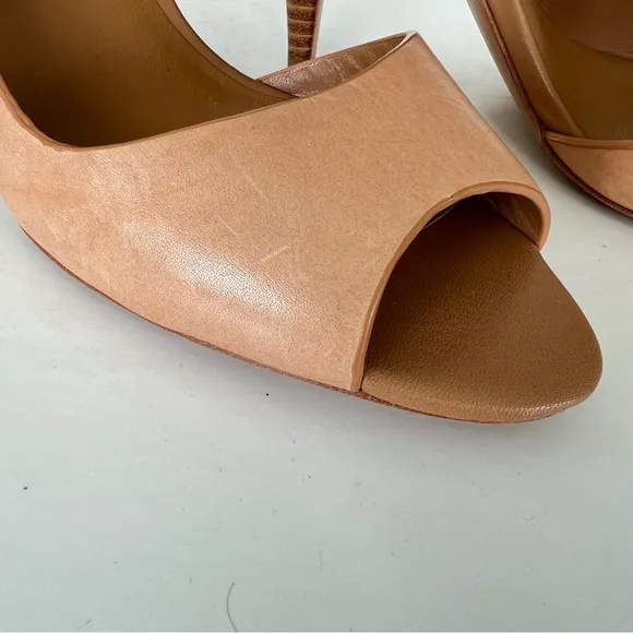 3.1 PHILLIP LIM Caramel Leather Ankle Wrap Buckle Open Heel Sandals Sz 40 NWOT