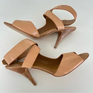 3.1 PHILLIP LIM Caramel Leather Ankle Wrap Buckle Open Heel Sandals Sz 40 NWOT