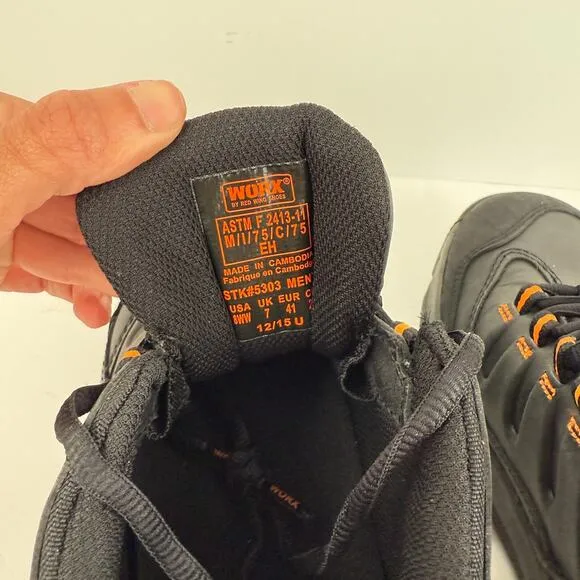 5303 WORX by Red Wings Steel Toe Safety Shoes Mens 8 WW Black Orange Utility NIB