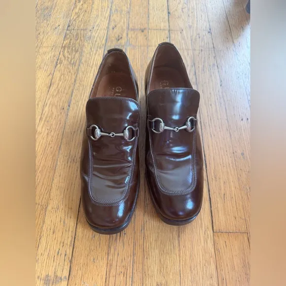 90s Vintage Tom Ford Era Brown Patent Gucci Loafers 8D