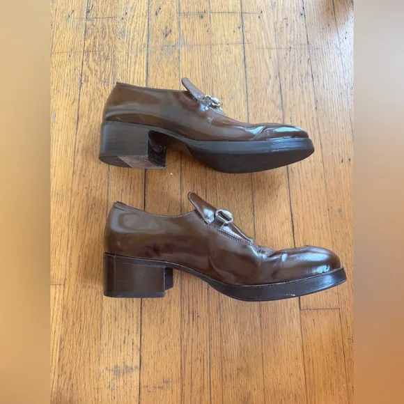 90s Vintage Tom Ford Era Brown Patent Gucci Loafers 8D