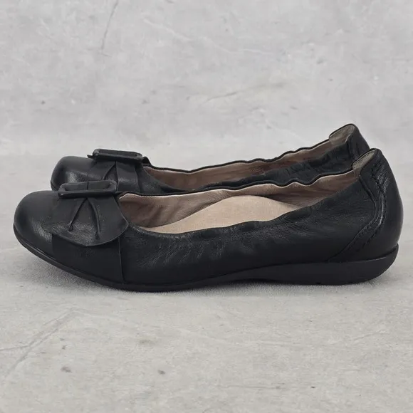 Abeo Womens Tabitha Ballet Flat Size 6 Black Leather Slip On Arch Support Shoe