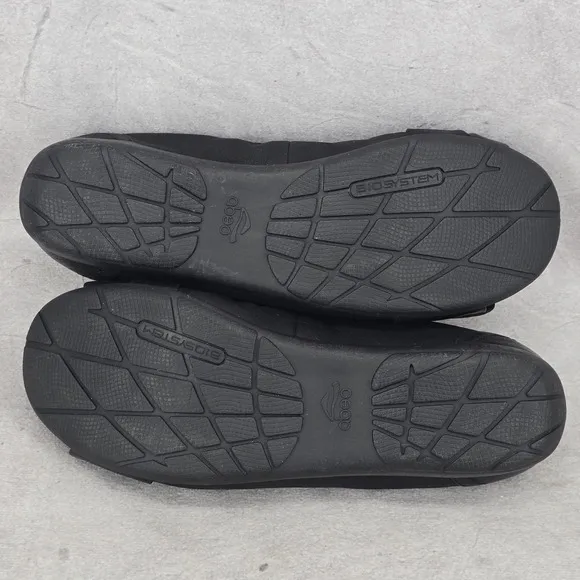 Abeo Womens Tabitha Ballet Flat Size 6 Black Leather Slip On Arch Support Shoe