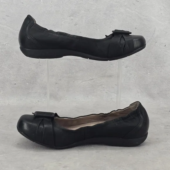 Abeo Womens Tabitha Ballet Flat Size 6 Black Leather Slip On Arch Support Shoe