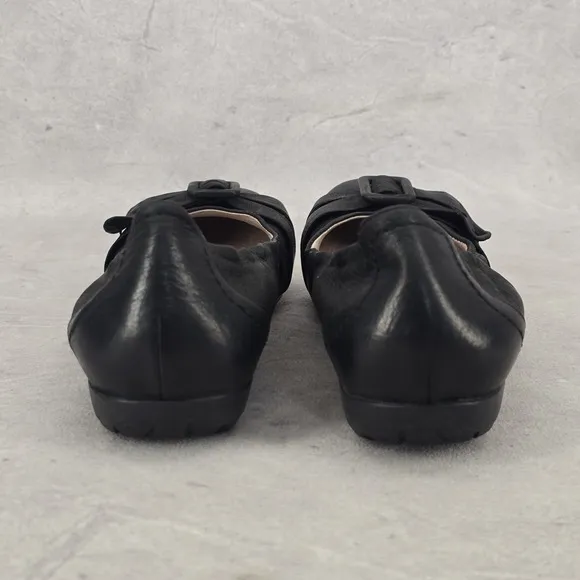 Abeo Womens Tabitha Ballet Flat Size 6 Black Leather Slip On Arch Support Shoe