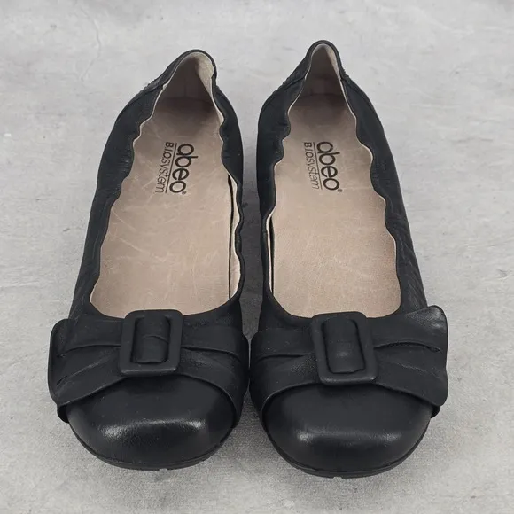 Abeo Womens Tabitha Ballet Flat Size 6 Black Leather Slip On Arch Support Shoe