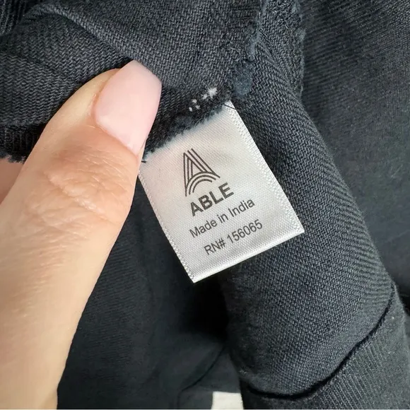 Able Sierra Utility Button Front Midi Dress in Black Cotton Linen Size XL NWT