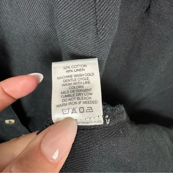 Able Sierra Utility Button Front Midi Dress in Black Cotton Linen Size XL NWT