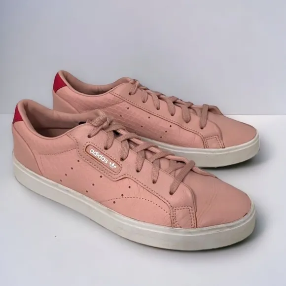 Adidas Leather Originals Blush Pink Leather Comfort Walking Sneakers, Size 8.5
