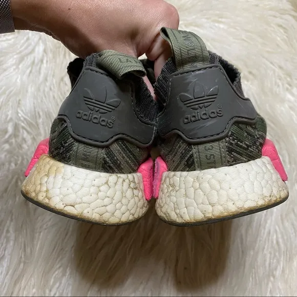 ADIDAS men’s green camo NMD Primeknit sneakers 6.5