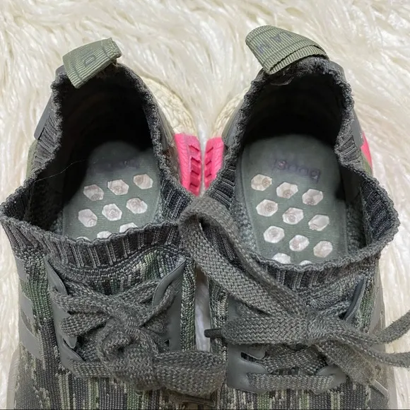ADIDAS men’s green camo NMD Primeknit sneakers 6.5