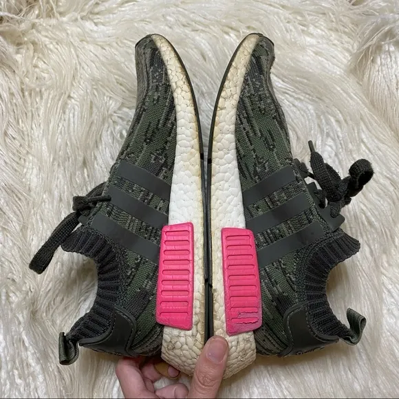 ADIDAS men’s green camo NMD Primeknit sneakers 6.5