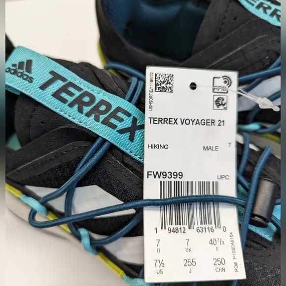 Adidas Terrex Voyager 21 Black Acid Mint FW9389 Hiking Trail Sneakers sz Men 7.5