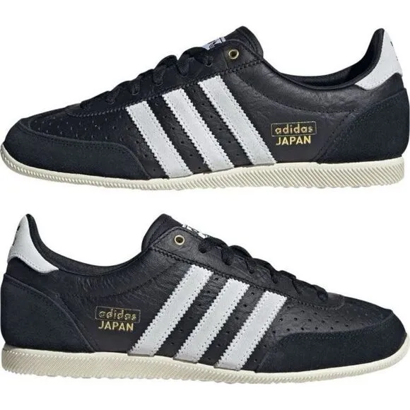 Adidas Women's Core Black Japan Lace Up Leather Low Top Sneakers Size 9.5 NWOT