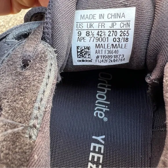 Adidas Yeezy Mud Rat 500 Sneakers In Utility Black Color Way Size 9