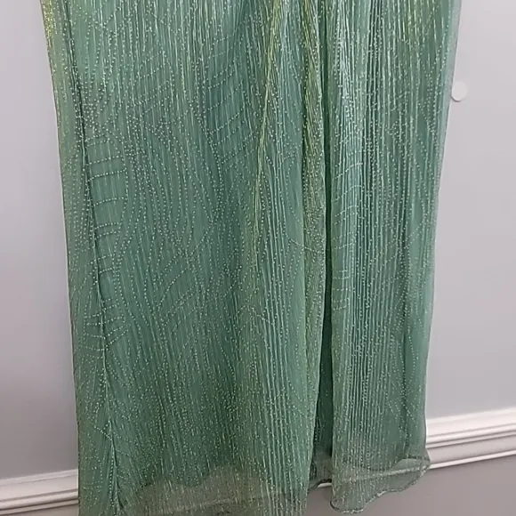 Adrianna Papell Crinkle Metallic Faux Wrap Dress With Draped Detail Dress