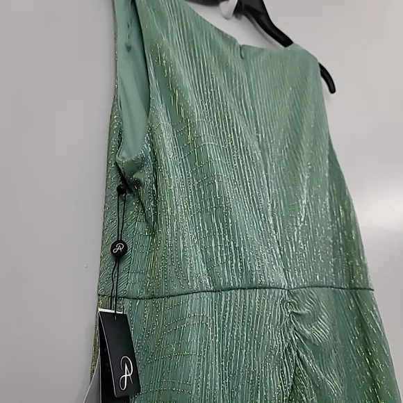 Adrianna Papell Crinkle Metallic Faux Wrap Dress With Draped Detail Dress