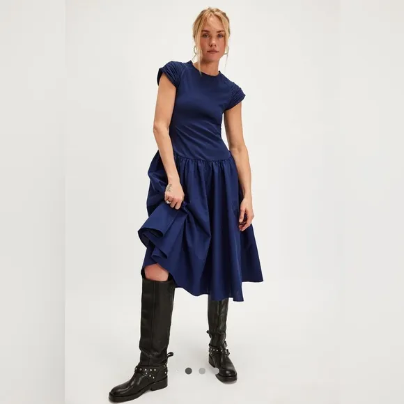 Afternoon Elegance Midi Dress - indigo pura NWOT