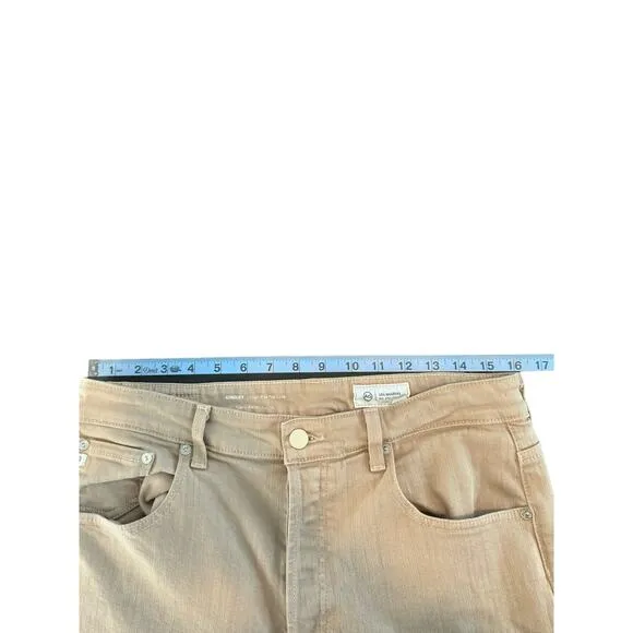 AG Adriano Goldschmied Tan Khaki Kinsley High Rise Pop Crop Jeans Size 32