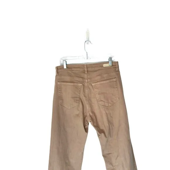 AG Adriano Goldschmied Tan Khaki Kinsley High Rise Pop Crop Jeans Size 32