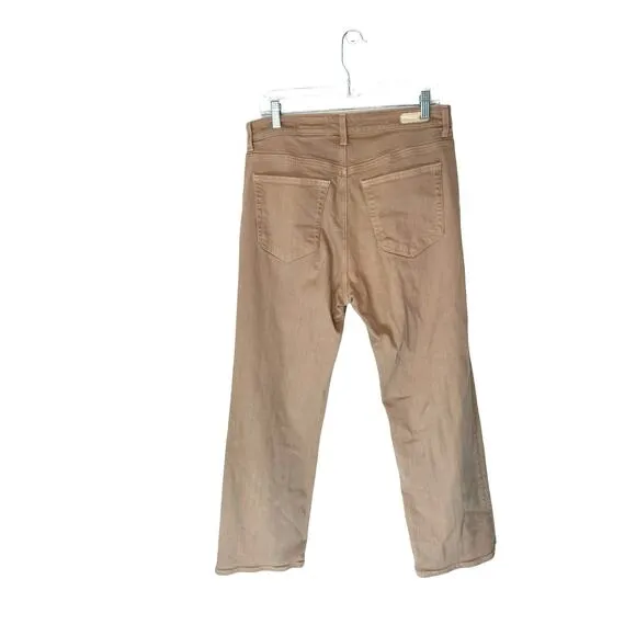 AG Adriano Goldschmied Tan Khaki Kinsley High Rise Pop Crop Jeans Size 32