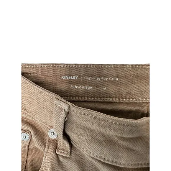 AG Adriano Goldschmied Tan Khaki Kinsley High Rise Pop Crop Jeans Size 32