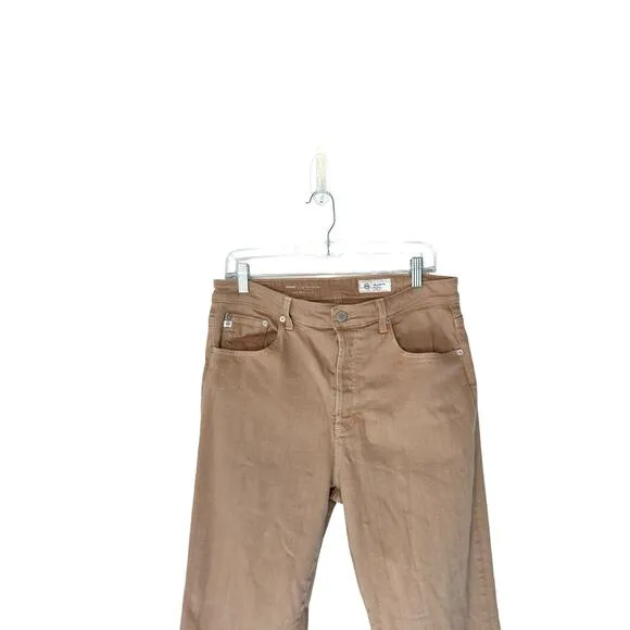 AG Adriano Goldschmied Tan Khaki Kinsley High Rise Pop Crop Jeans Size 32