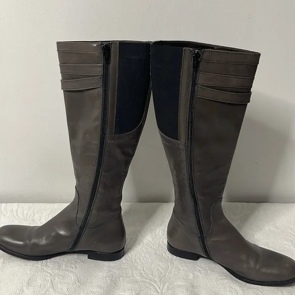 AGL Attilio Giusti Leombruni Italian Leather Knee High Riding Boots Taupe Sz 37