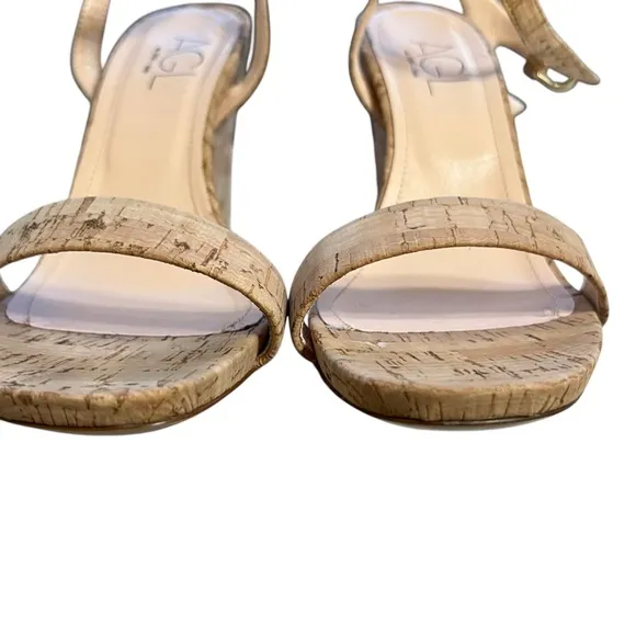 AGL Demi Ankle Strap Wedges Cork Naturale Size US 11