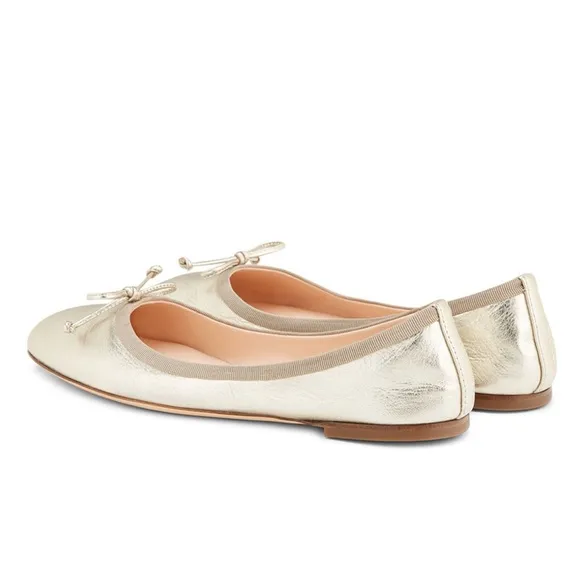 AGL Kala Ballerina Bow Flats Silver Metallic Balletcore Sz 41.5