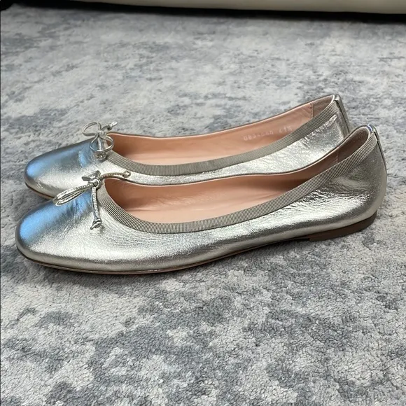 AGL Kala Ballerina Bow Flats Silver Metallic Balletcore Sz 41.5
